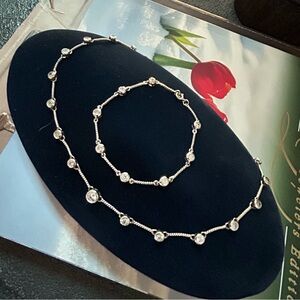 .925 Silver & Crystal Necklace and Bracelet Set